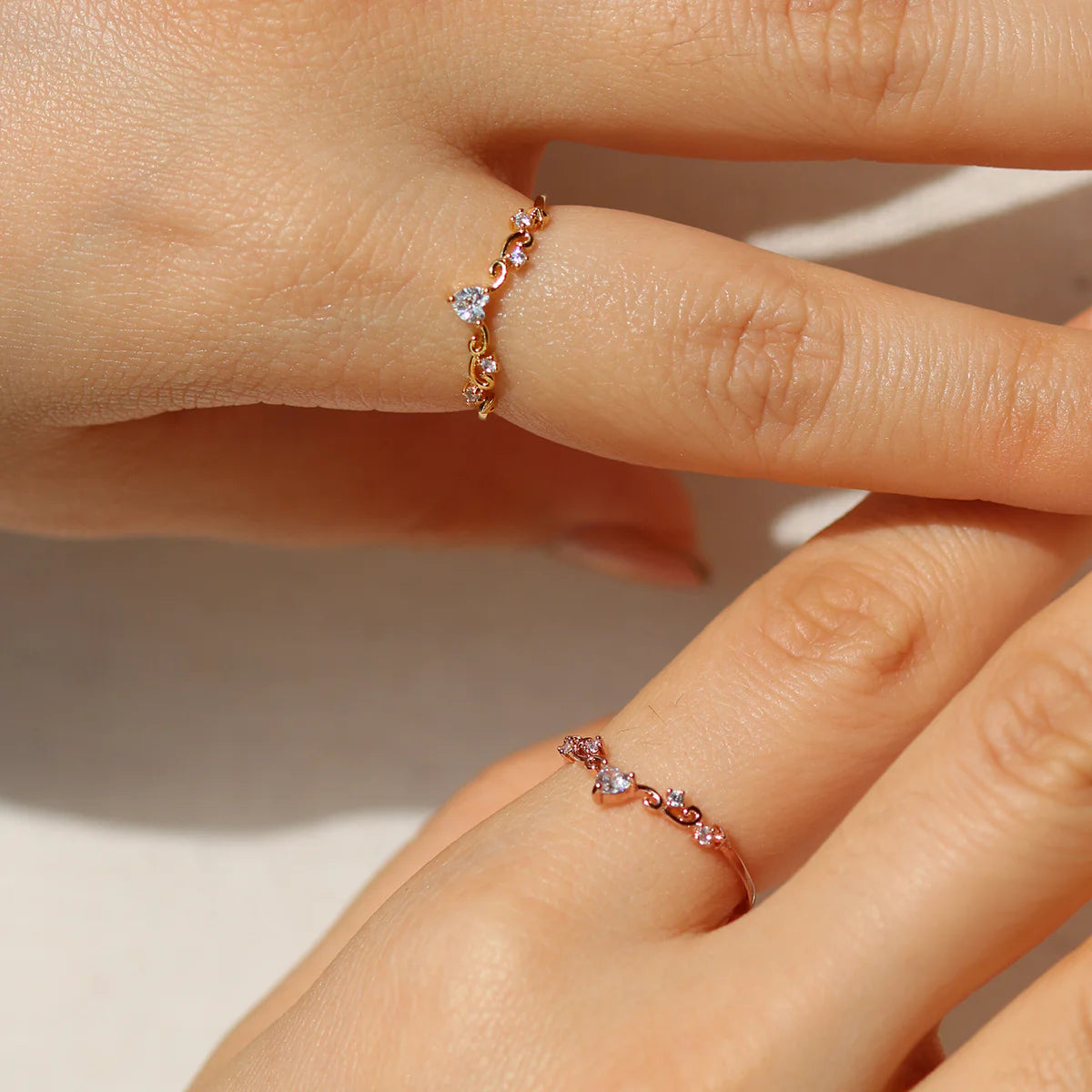 Heart Ring Set In Rose Gold