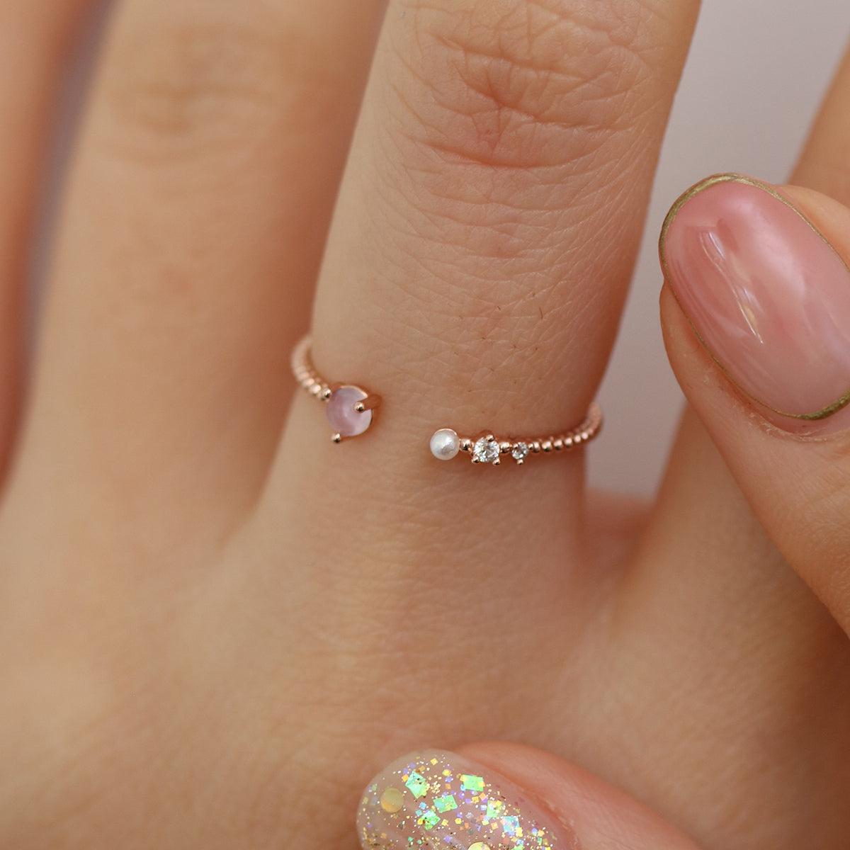 Pink pearl ring