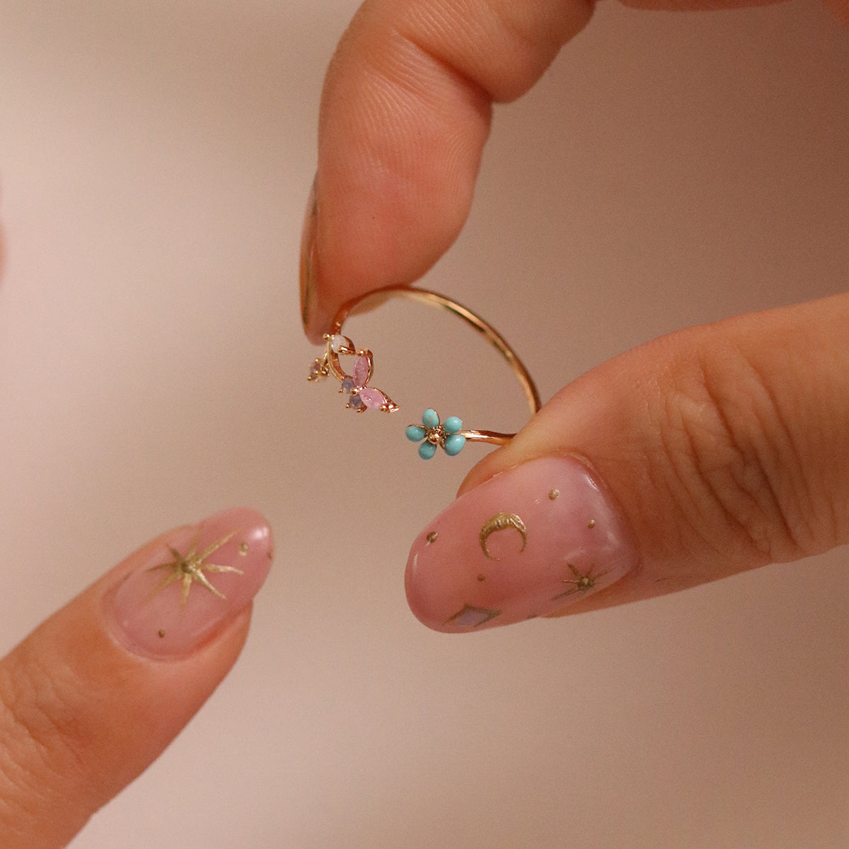 Turquoise Blossom Butterfly Ring