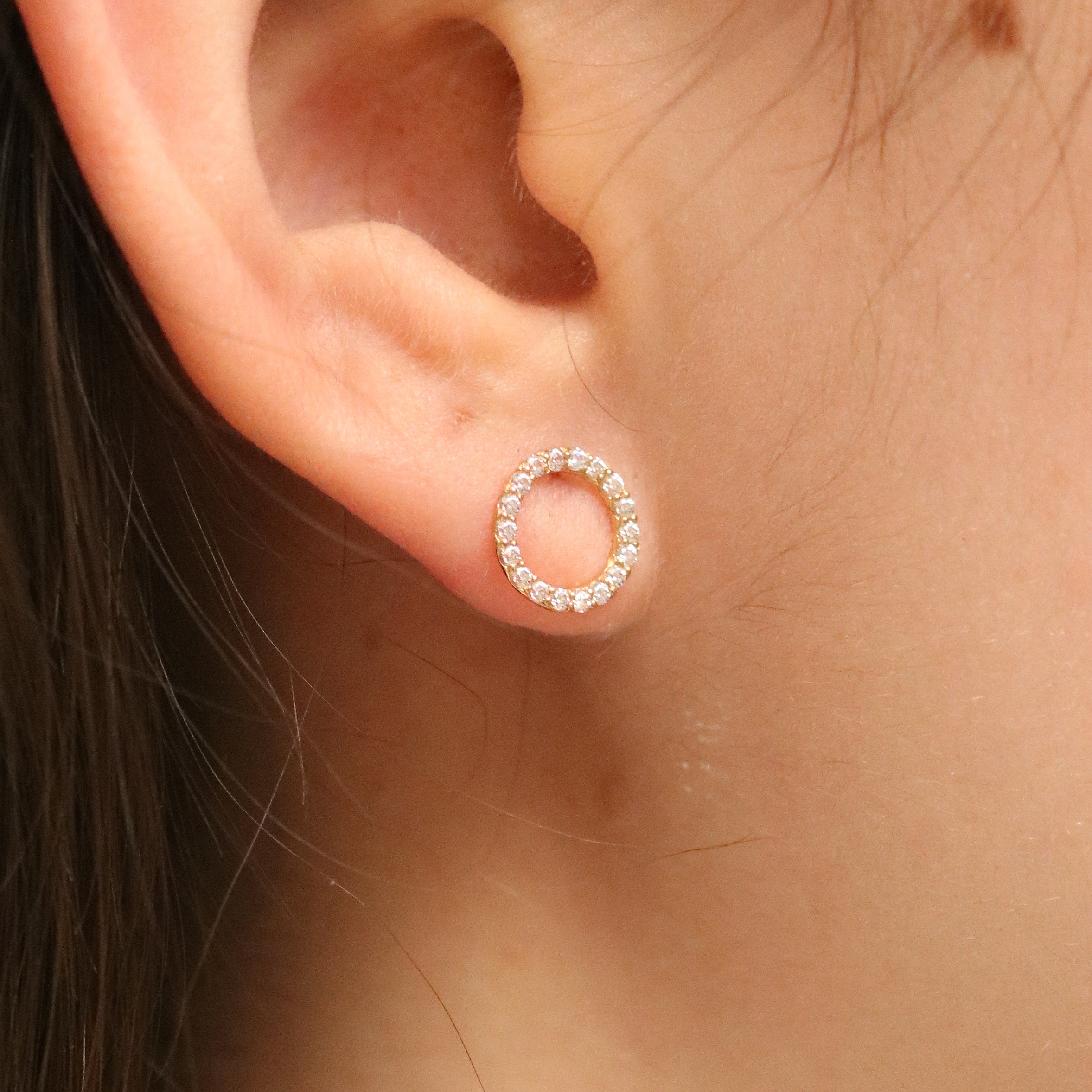 White topaz circle studs