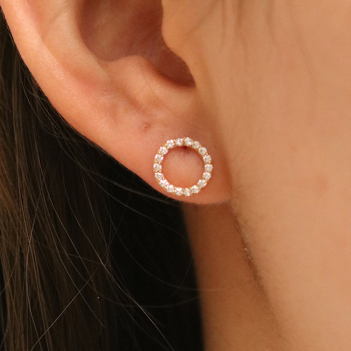 White topaz circle studs