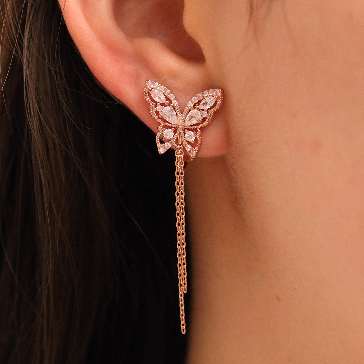 Butterfly Drop Clip On Earrings