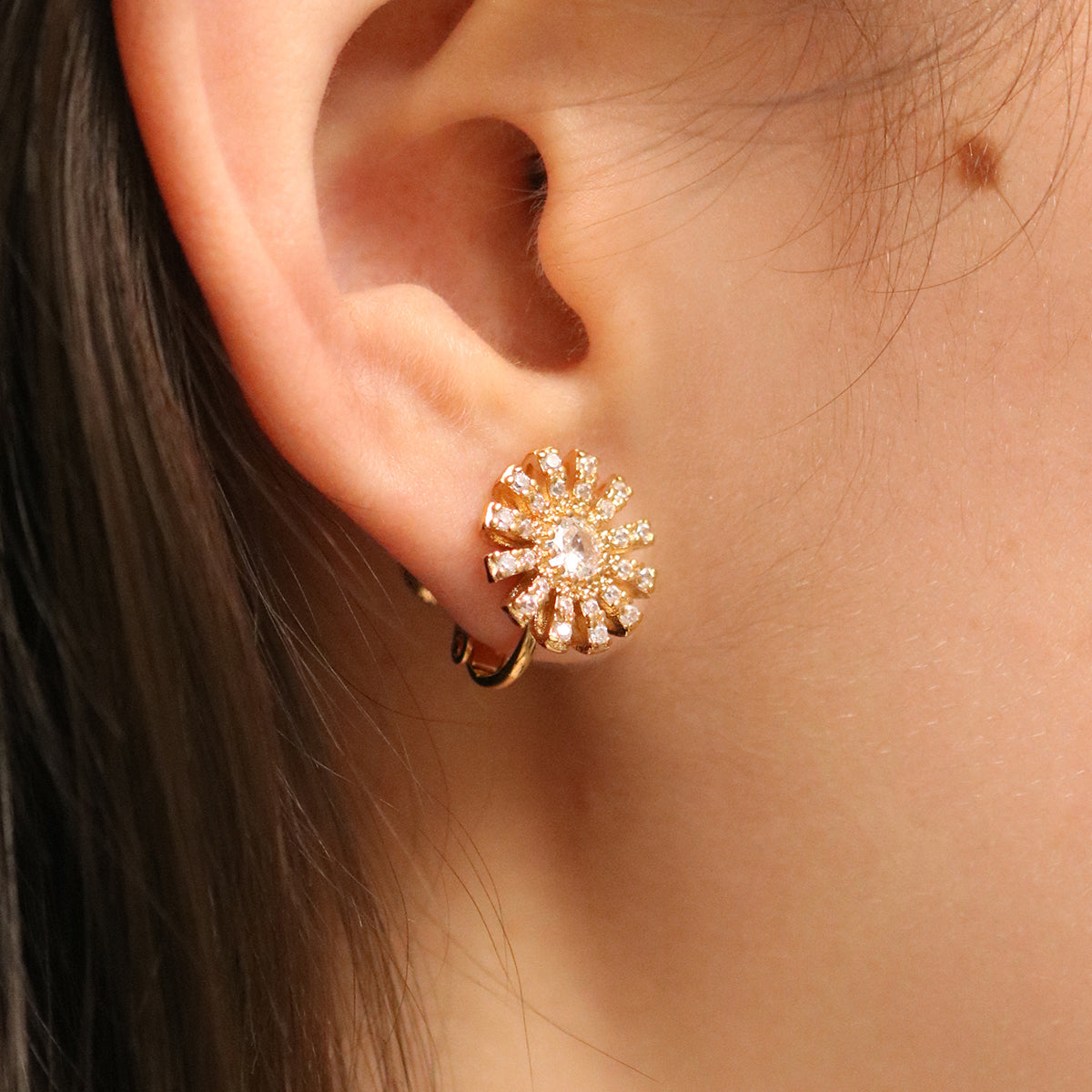 Daisy Cubic Clip on Earrings