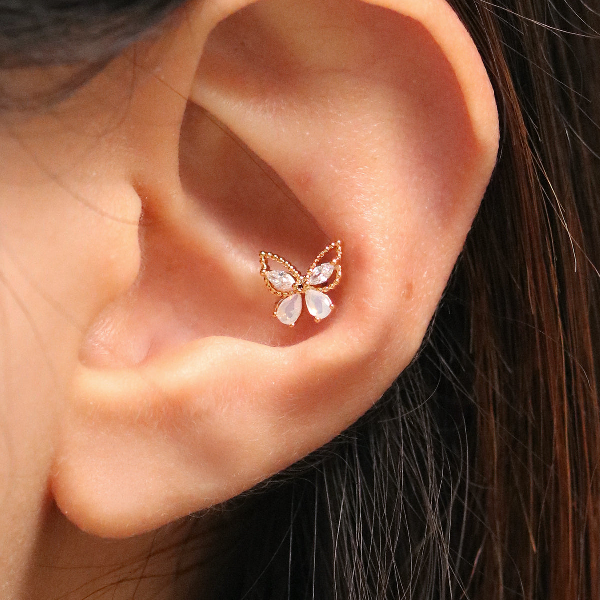 Moonstone butterfly piercing