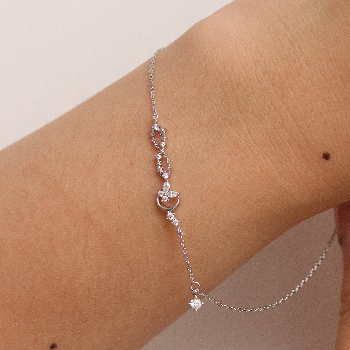 Cubic butterfly moon bracelet