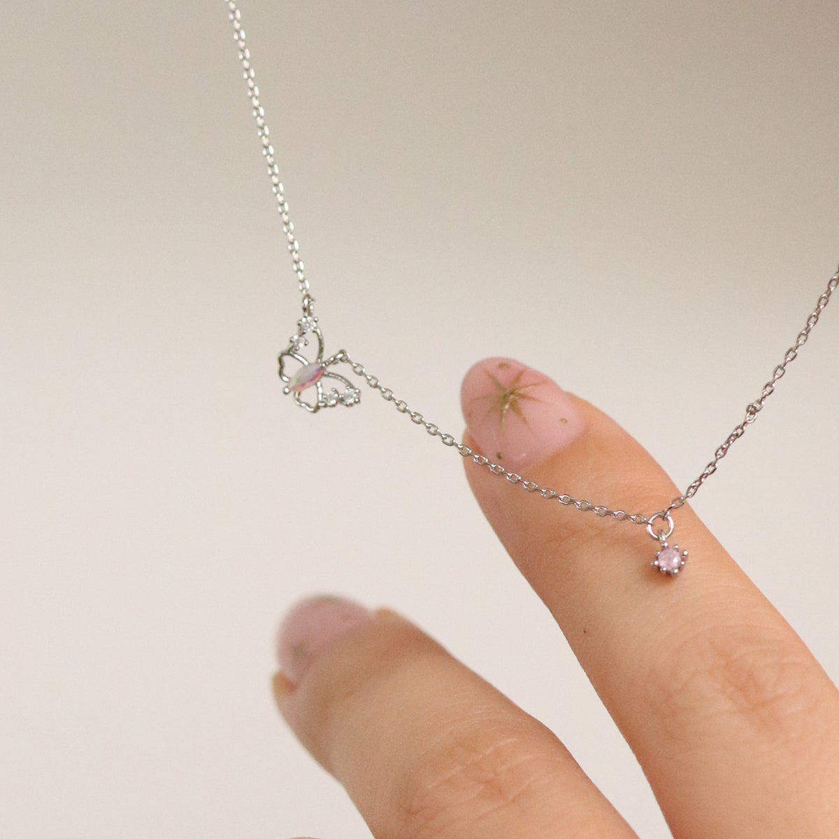 Butterfly cubic drop necklace