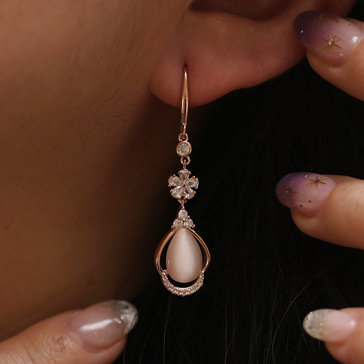 Mother of pearl hook drop earrings