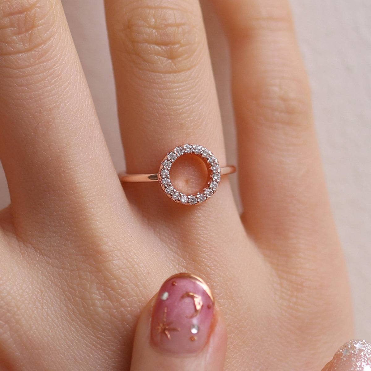 Adjustable Circle Sparkle Ring