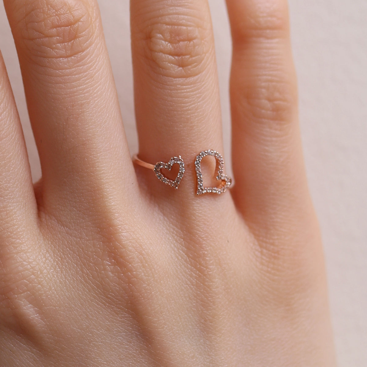 Double hearts ring