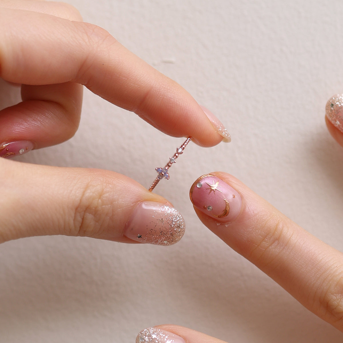 Moonstone Cubic Flower Ring handcrafted with a glowing moonstone centre and delicate cubic flower petals, blending natural beauty.