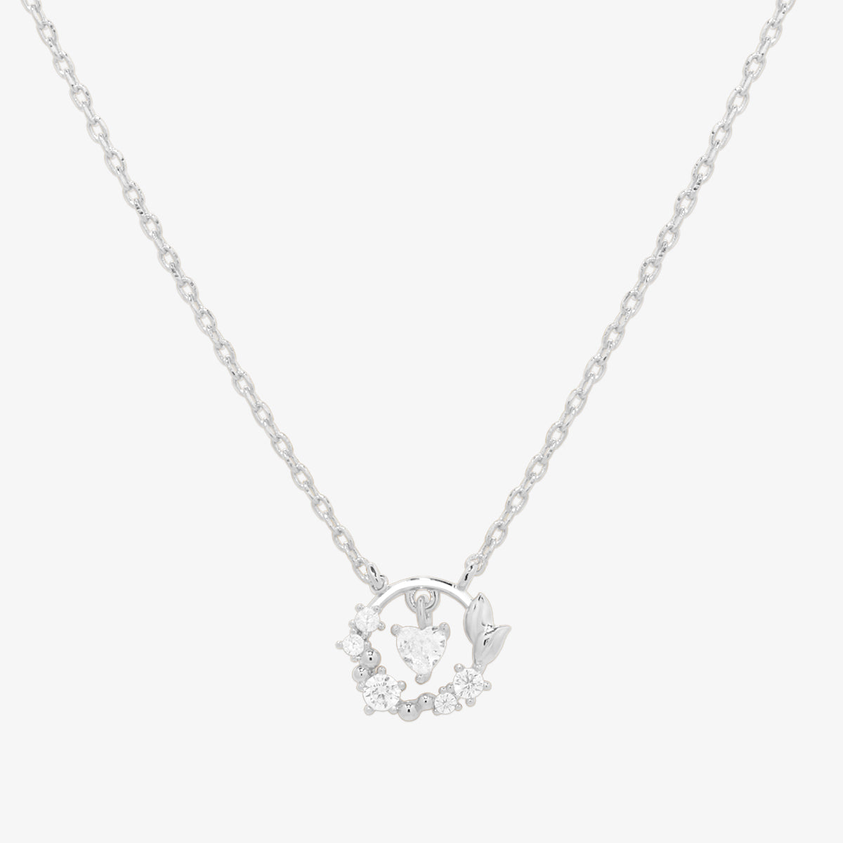 Cubic heart leaf necklace