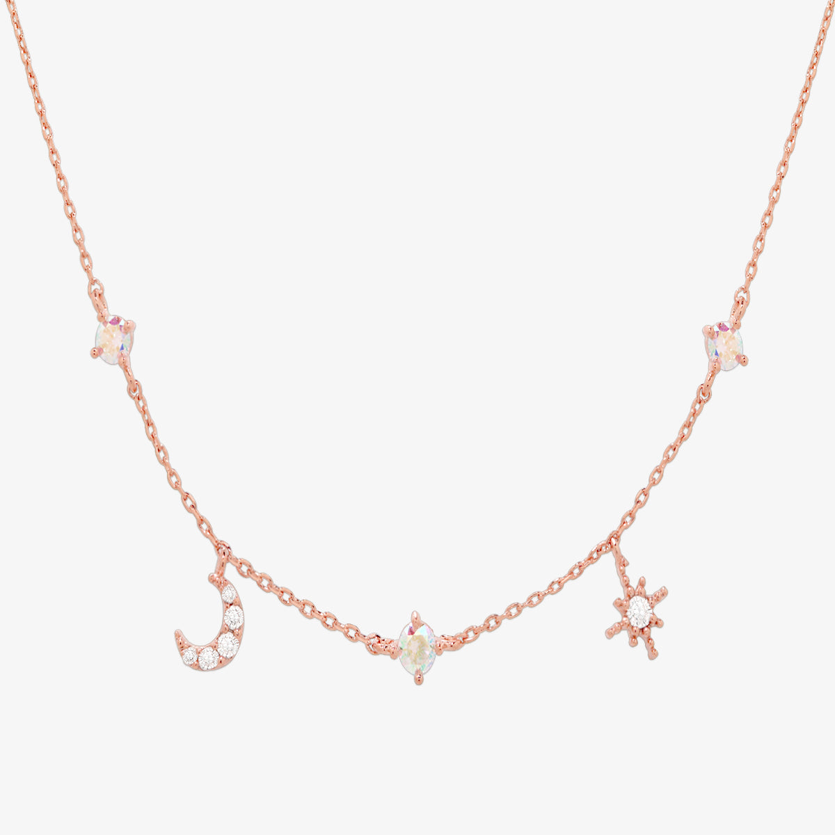 Smoked topaz cubic moon star necklace