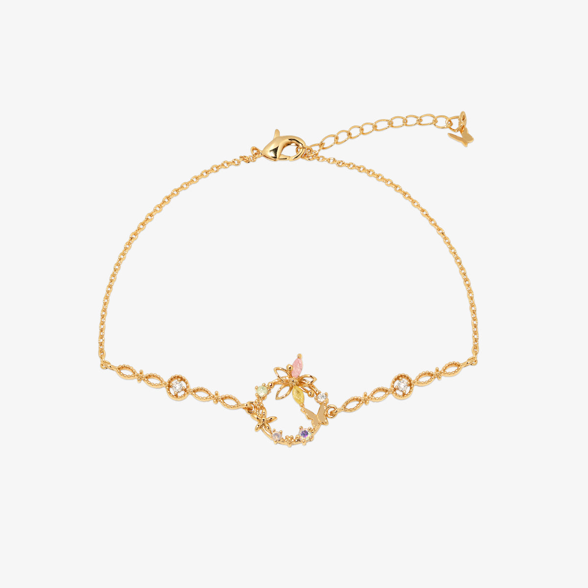 Butterfly flower cubic bracelet