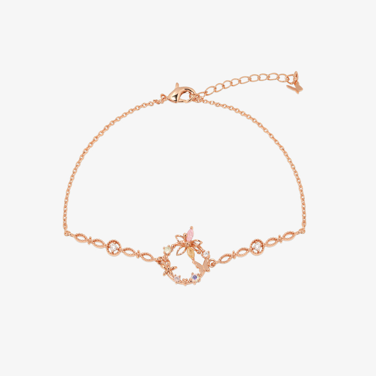 Butterfly flower cubic bracelet