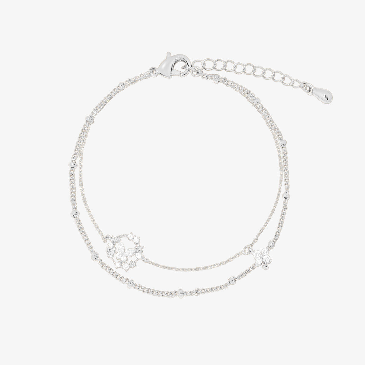 Cubic floral butterfly layered bracelet