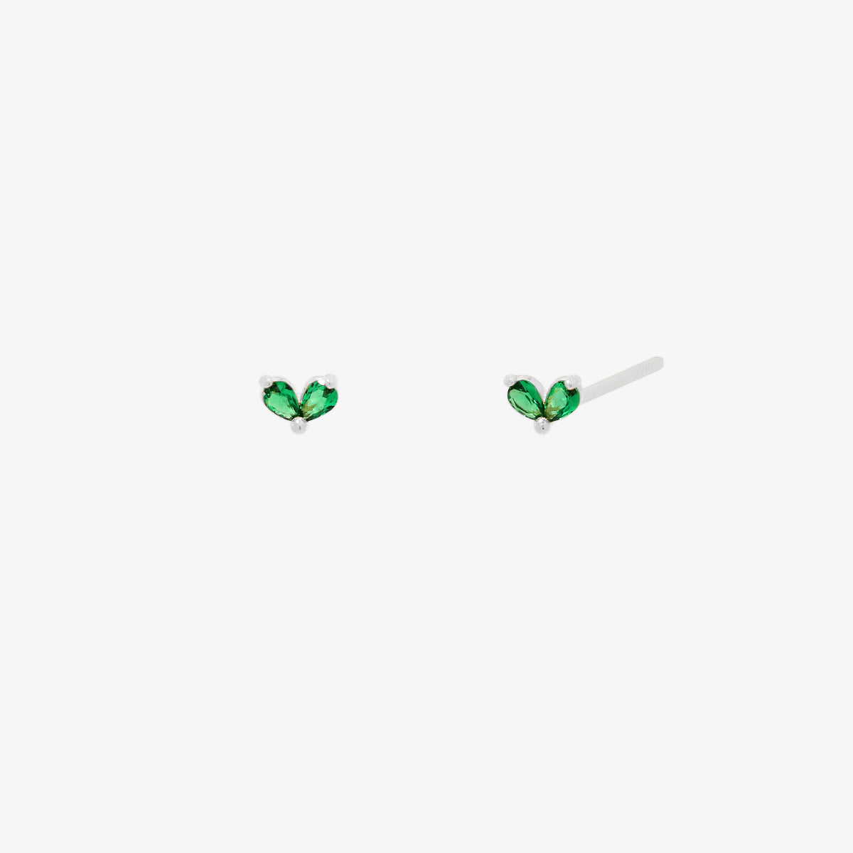 Tiny green leaf stud earrings