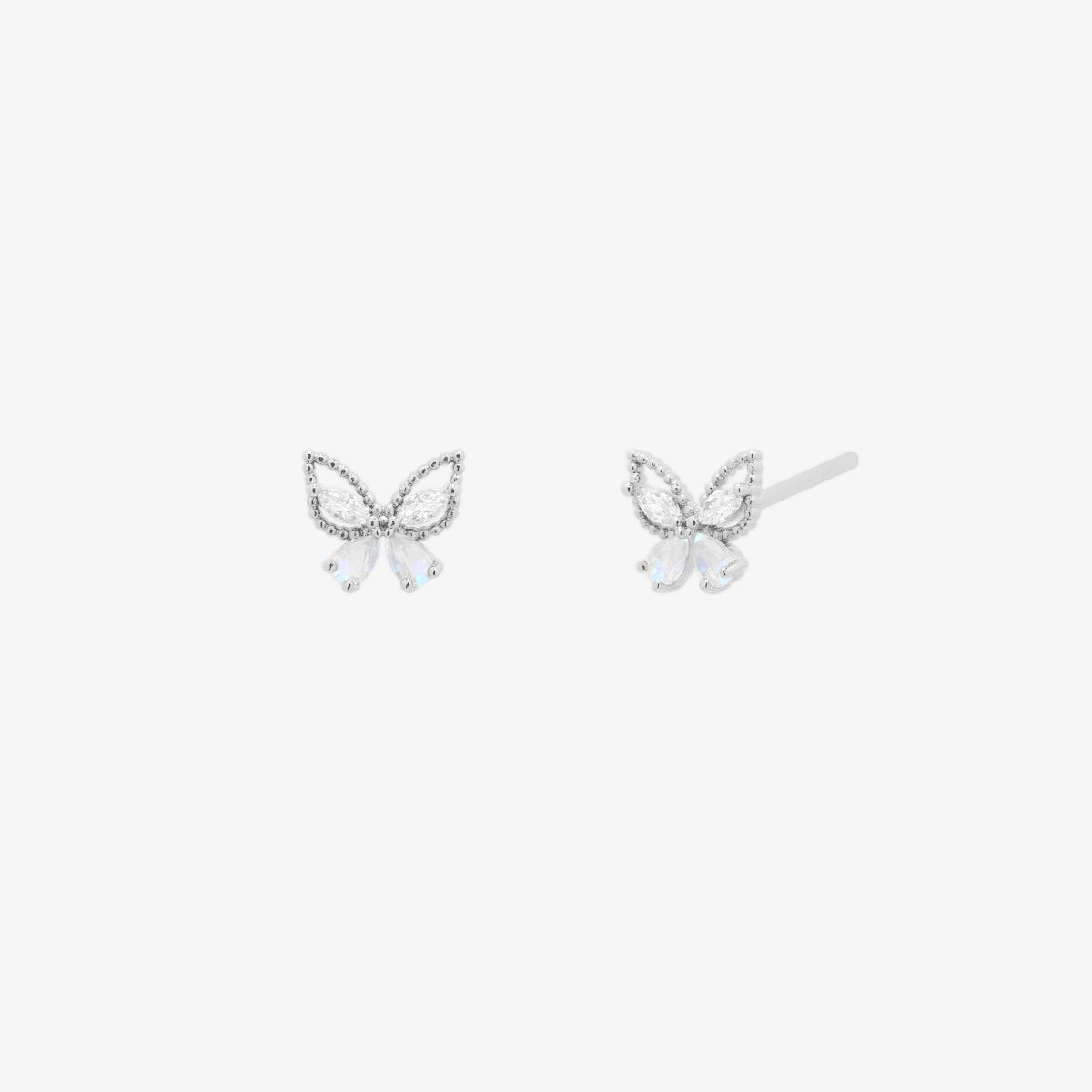 Moonstone butterfly stud earrings