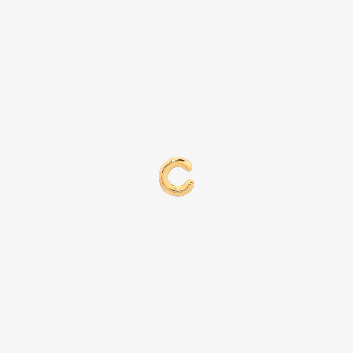 gold Bubble-style initial pendant charm with a playful, rounded font and smooth, polished finish.