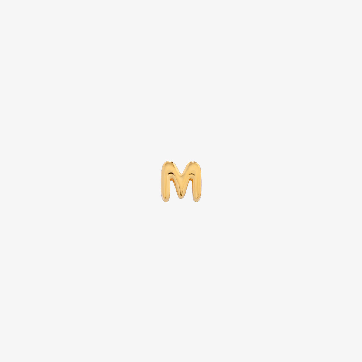 gold Bubble-style initial pendant charm with a playful, rounded font and smooth, polished finish.