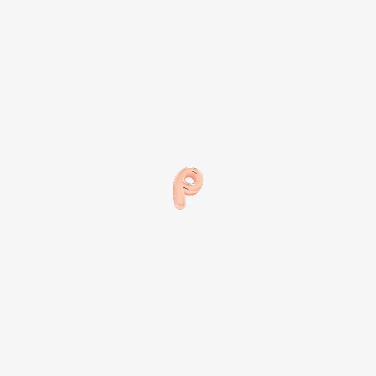 rose gold Bubble-style initial pendant charm with a playful, rounded font and smooth, polished finish.