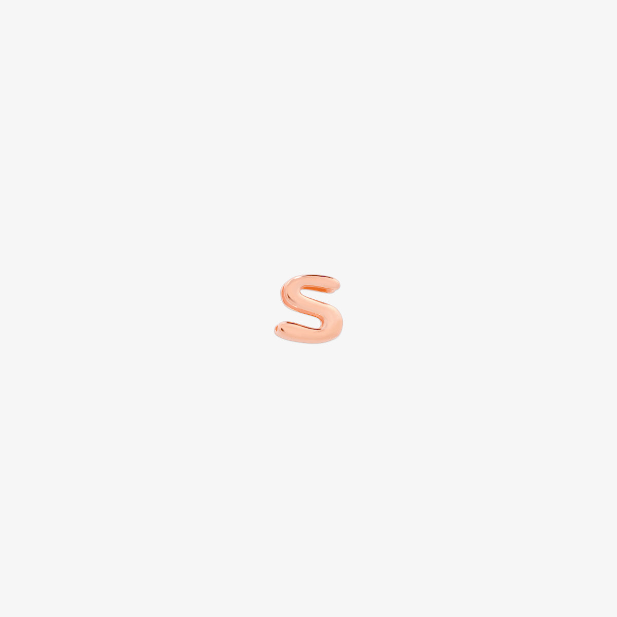 rose gold Bubble-style initial pendant charm with a playful, rounded font and smooth, polished finish.