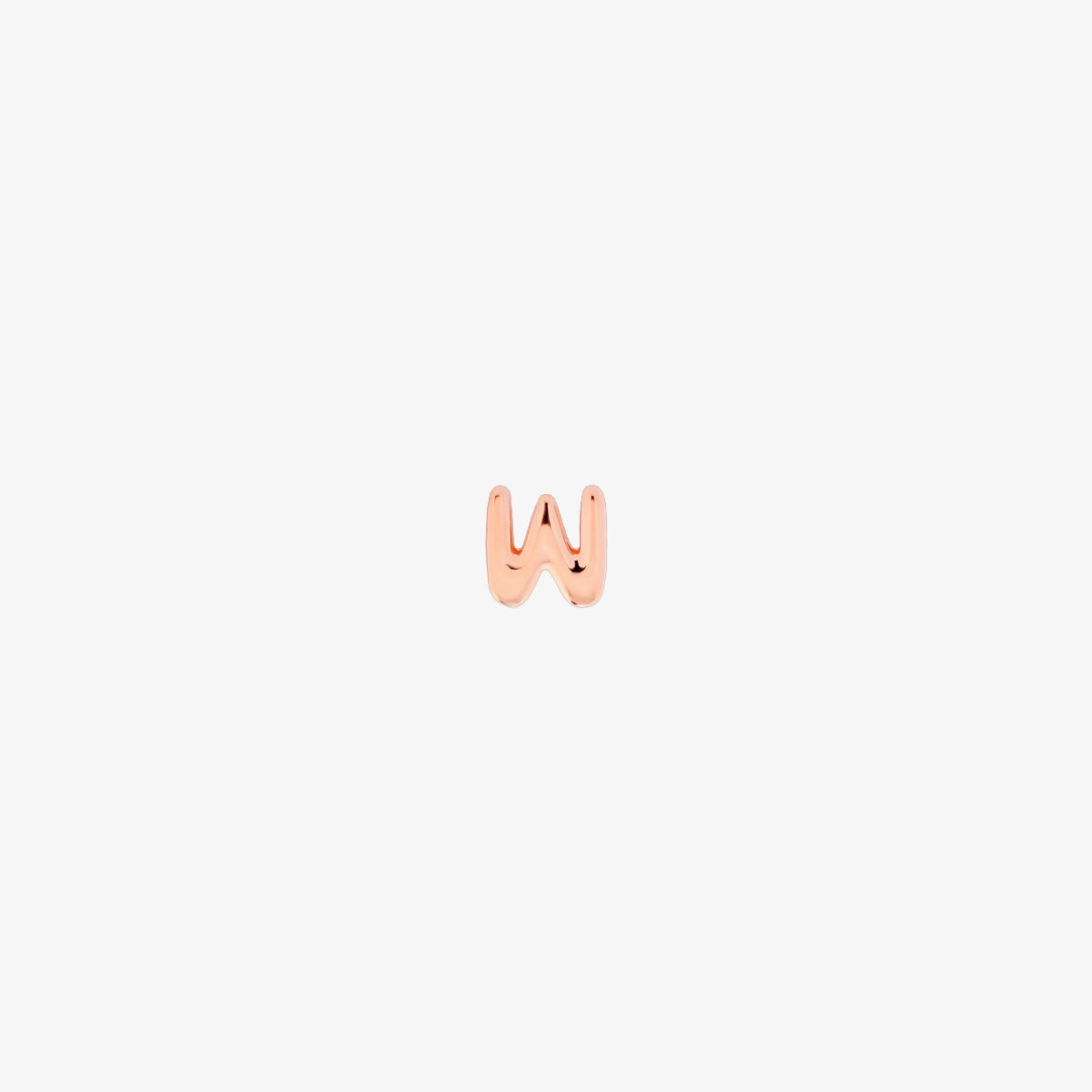 rose gold Bubble-style initial pendant charm with a playful, rounded font and smooth, polished finish.