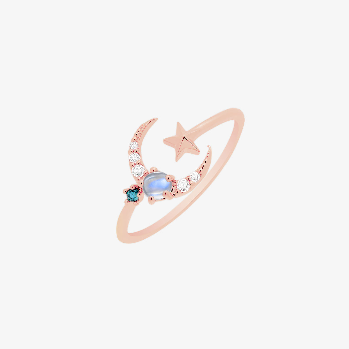 Moon cubic moonstone ring