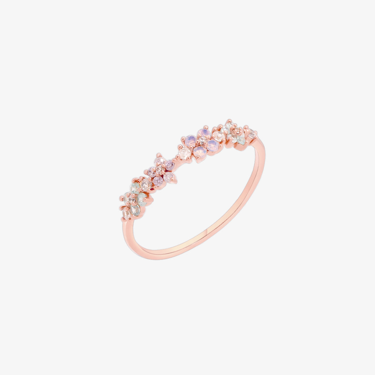 Moonstone Flower Ring featuring a radiant moonstone centre and delicate floral design, crafted from high-quality materials for a touch of timeless elegance.