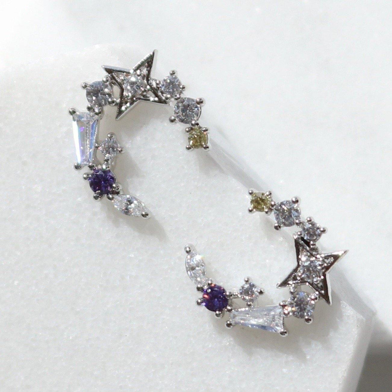 Blue moon star earrings - NABILONDON