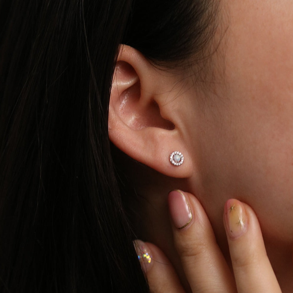 Opal cubic stud earrings