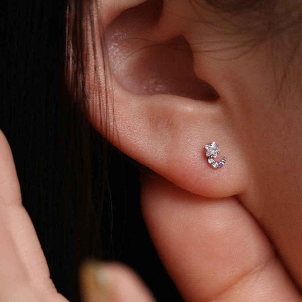 Tiny moon earrings