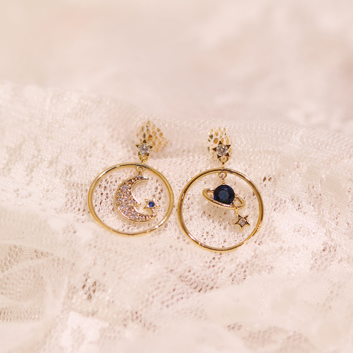 Saturn moon earrings