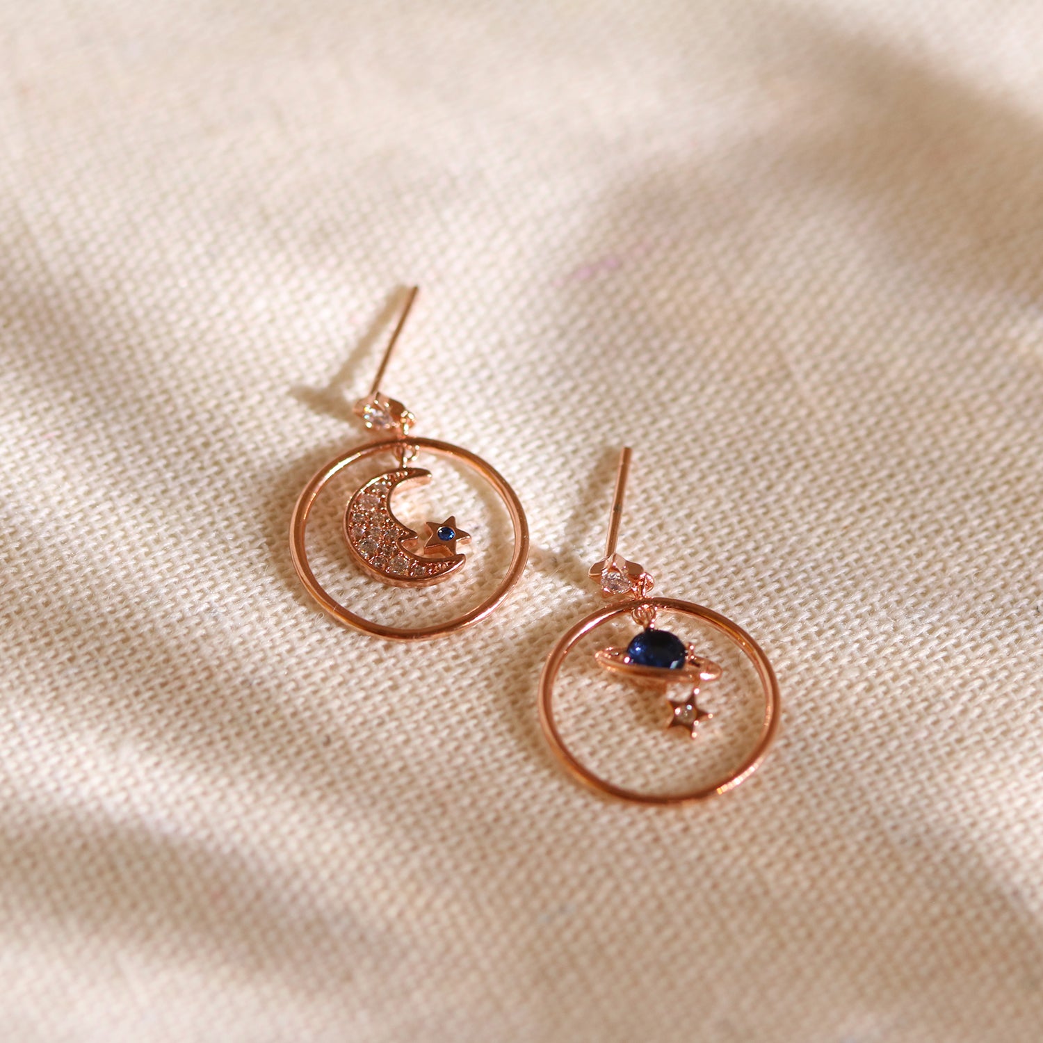 Saturn moon earrings