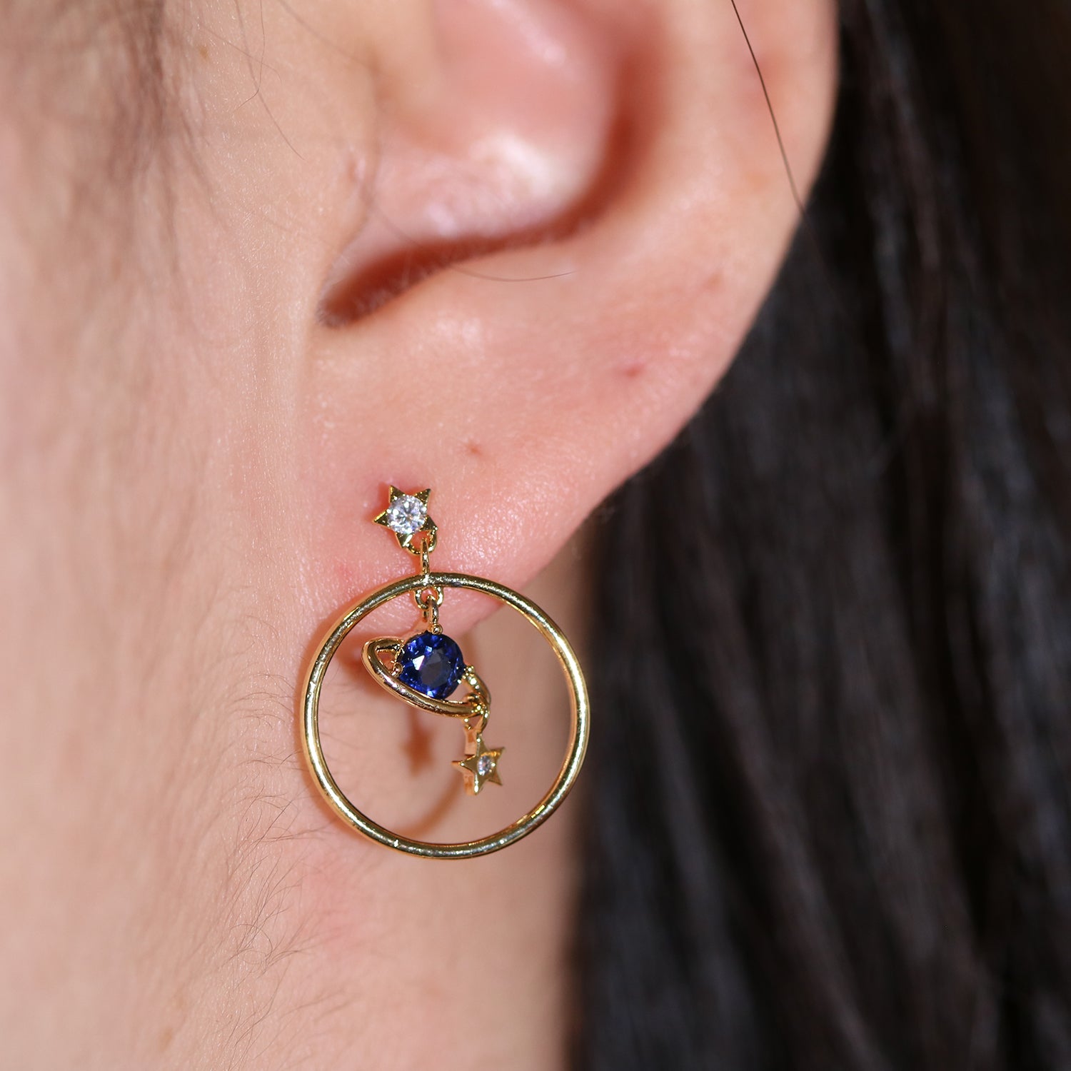 Saturn moon earrings