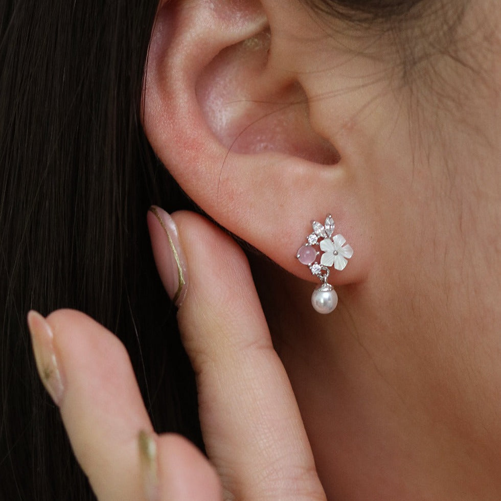 Lily rose quartz dangle earrings