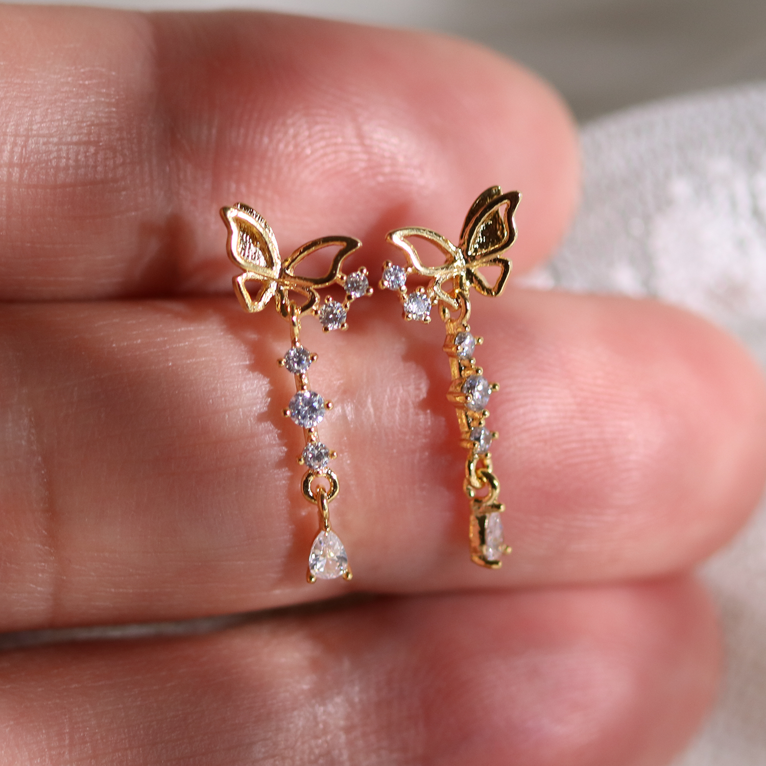 Butterfly drop earrings