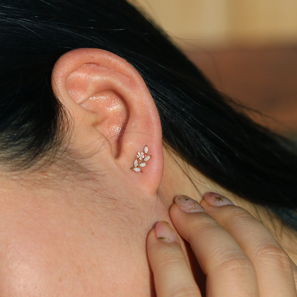 Moonstone flower branch earrings