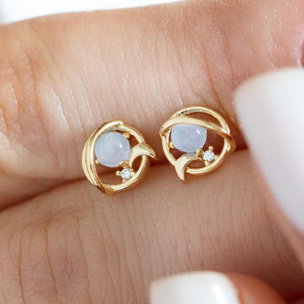 Moonstone saturn earrings